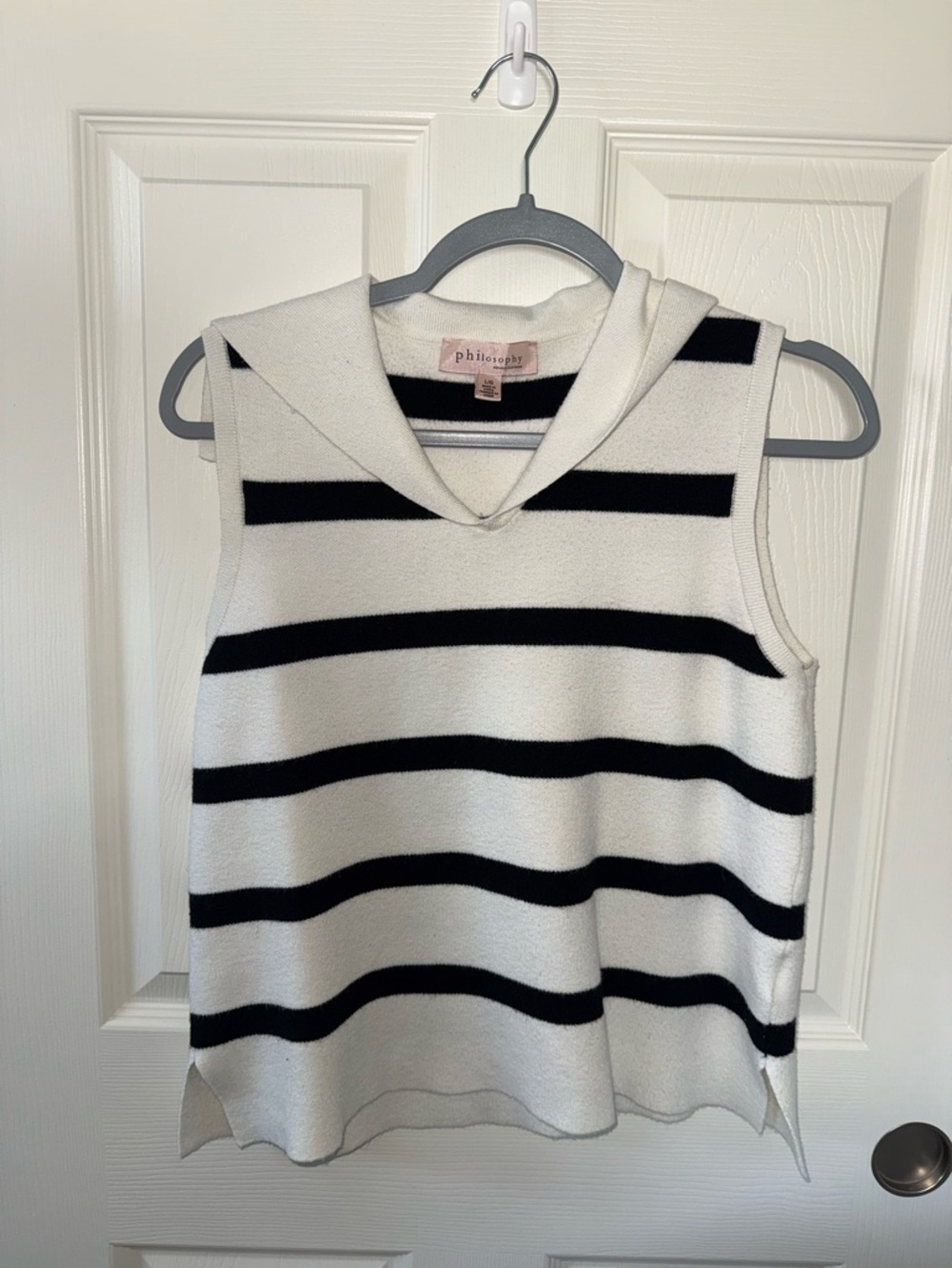 Philosophy black and white striped sleeveless sweater vest